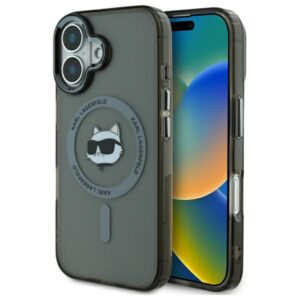 Karl Lagerfeld KLHMP16MHLSCHK Apple iPhone 16 Plus 6.7" juodos spalvos kietas dėklas IML Metal Choupette Head MagS - Image 1