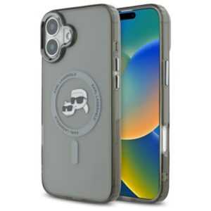 Karl Lagerfeld KLHMP16MHLSKCK Apple iPhone 16 Plus 6.7" juodos spalvos kietas dėklas IML Metal Karl&Choupette Head - Image 1