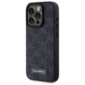 Karl Lagerfeld KLHMP15LPKHPORPK Apple iPhone15 Pro 6.1" kietas dėklas juodos spalvos Leather Monogram Metal Logo MagSafe - Image 2
