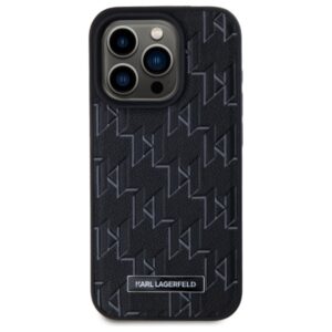 Karl Lagerfeld KLHMP15LPKHPORPK Apple iPhone15 Pro 6.1" kietas dėklas juodos spalvos Leather Monogram Metal Logo MagSafe - Image 3