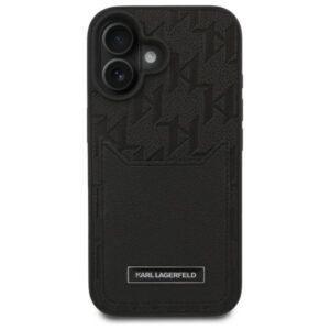 Karl Lagerfeld KLHCP16SPGKHPRPK Apple iPhone 16 6.1" juodos spalvos kietas dėklas Cardslots Monogram - Image 3