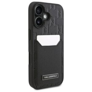 Karl Lagerfeld KLHCP16SPGKHPRPK Apple iPhone 16 6.1" juodos spalvos kietas dėklas Cardslots Monogram - Image 4