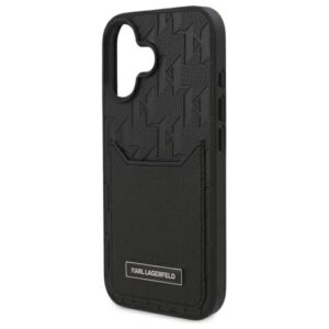 Karl Lagerfeld KLHCP16SPGKHPRPK Apple iPhone 16 6.1" juodos spalvos kietas dėklas Cardslots Monogram - Image 6