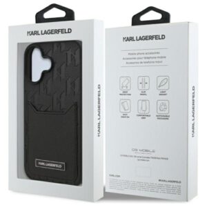 Karl Lagerfeld KLHCP16SPGKHPRPK Apple iPhone 16 6.1" juodos spalvos kietas dėklas Cardslots Monogram - Image 8