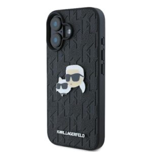 Karl Lagerfeld KLHCP16SPGKLKCPK Apple iPhone 16 6.1" juodos spalvos kietas dėklas Monogram Karl&Chaoupette Head Pi - Image 2