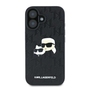 Karl Lagerfeld KLHCP16SPGKLKCPK Apple iPhone 16 6.1" juodos spalvos kietas dėklas Monogram Karl&Chaoupette Head Pi - Image 3
