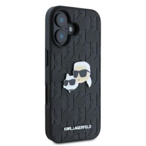 Karl Lagerfeld KLHCP16SPGKLKCPK Apple iPhone 16 6.1" juodos spalvos kietas dėklas Monogram Karl&Chaoupette Head Pi - Image 4
