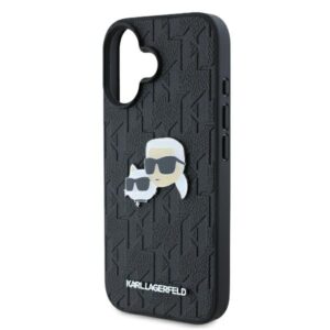 Karl Lagerfeld KLHCP16SPGKLKCPK Apple iPhone 16 6.1" juodos spalvos kietas dėklas Monogram Karl&Chaoupette Head Pi - Image 6