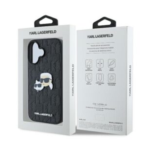 Karl Lagerfeld KLHCP16SPGKLKCPK Apple iPhone 16 6.1" juodos spalvos kietas dėklas Monogram Karl&Chaoupette Head Pi - Image 8