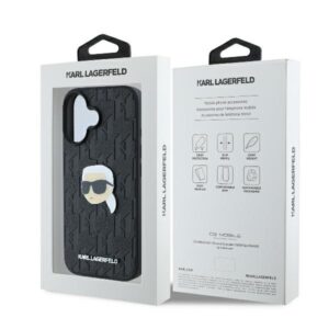 Karl Lagerfeld KLHCP16SPGKLKIPK Apple iPhone 16 6.1" juodos spalvos kietas dėklas Monogram Karl Head Pin - Image 8