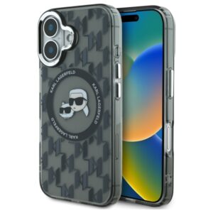 Karl Lagerfeld KLHMP16SHMCKMHK Apple iPhone 16 6.1" juodos spalvos IML Monogram Karl&Choupette Head MagSafe