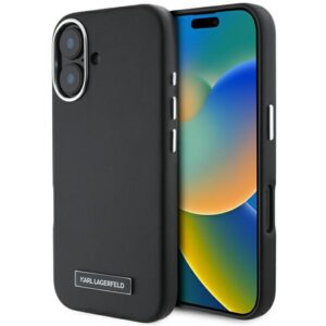 Karl Lagerfeld KLHMP16MPGMSRPK Apple iPhone 16 Plus 6.7" juodos spalvos kietas dėklas FW Metal Plate MagSafe - Image 1