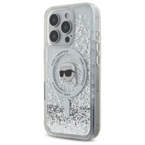 Karl Lagerfeld KLHMP16LLGKISGH Apple iPhone16 Pro 6.3" kietas dėklas skaidrus Liquid Glitter Karl Head Magsa - Image 2