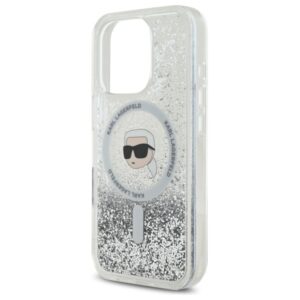 Karl Lagerfeld KLHMP16LLGKISGH Apple iPhone16 Pro 6.3" kietas dėklas skaidrus Liquid Glitter Karl Head Magsa - Image 6