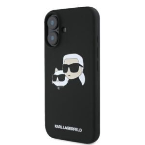 Karl Lagerfeld KLHMP16SSKCHPPLK Apple iPhone 16 6.1" juodos spalvos kietas dėklas Silicone Double Heads Print MagS - Image 2