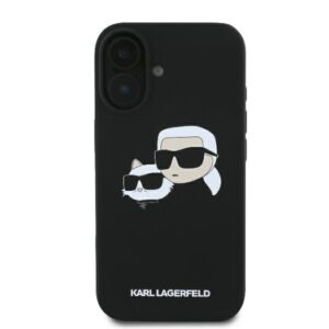 Karl Lagerfeld KLHMP16SSKCHPPLK Apple iPhone 16 6.1" juodos spalvos kietas dėklas Silicone Double Heads Print MagS - Image 3