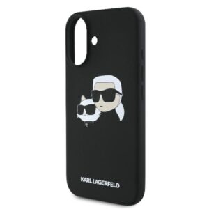 Karl Lagerfeld KLHMP16SSKCHPPLK Apple iPhone 16 6.1" juodos spalvos kietas dėklas Silicone Double Heads Print MagS - Image 6