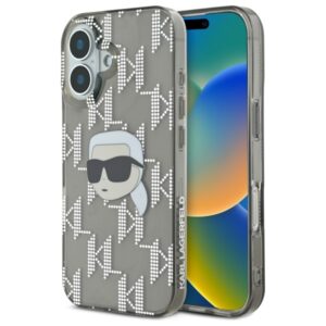 Karl Lagerfeld KLHCP16SHKLPKHK Apple iPhone 16 6.1" juodos spalvos kietas dėklas IML Karl Head Electroplated - Image 1