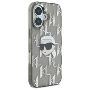 Karl Lagerfeld KLHCP16SHKLPKHK Apple iPhone 16 6.1" juodos spalvos kietas dėklas IML Karl Head Electroplated - Image 4