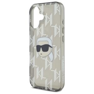 Karl Lagerfeld KLHCP16SHKLPKHK Apple iPhone 16 6.1" juodos spalvos kietas dėklas IML Karl Head Electroplated - Image 6