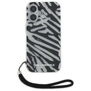 Karl Lagerfeld KLHCP16SHZBPKCCK Apple iPhone 16 6.1" juodos spalvos kietas dėklas IML Zebra Pattern & Cord - Image 2