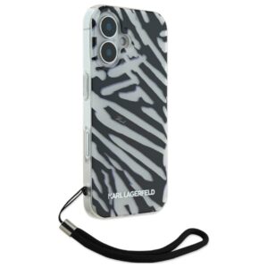 Karl Lagerfeld KLHCP16SHZBPKCCK Apple iPhone 16 6.1" juodos spalvos kietas dėklas IML Zebra Pattern & Cord - Image 3