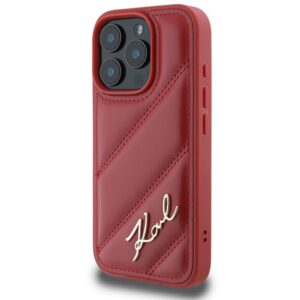 Karl Lagerfeld KLHCP16LPQDSMGR Apple iPhone 16 Pro 6.3" red kietas dėklas Quilted Signature - Image 2