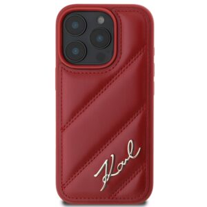 Karl Lagerfeld KLHCP16LPQDSMGR Apple iPhone 16 Pro 6.3" red kietas dėklas Quilted Signature - Image 3