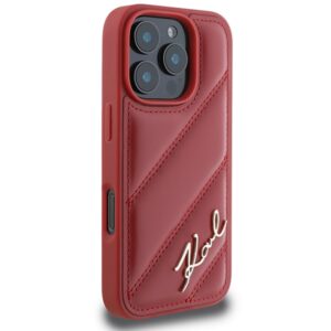 Karl Lagerfeld KLHCP16LPQDSMGR Apple iPhone 16 Pro 6.3" red kietas dėklas Quilted Signature - Image 4