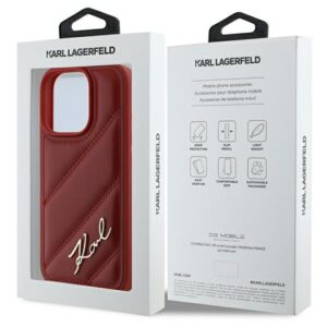 Karl Lagerfeld KLHCP16LPQDSMGR Apple iPhone 16 Pro 6.3" red kietas dėklas Quilted Signature - Image 8