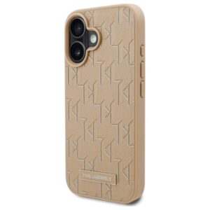 Karl Lagerfeld KLHMP16SPKHPORPE Apple iPhone 16 6.1"beige kietas dėklas Hot Stamp Magsafe - Image 2