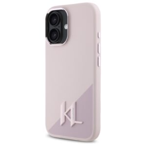 Karl Lagerfeld KLHMP16SSCMKMPCP Apple iPhone 16 6.1" rožinės spalvos kietas dėklas Silicone Shadow Metal Initial - Image 2