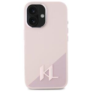 Karl Lagerfeld KLHMP16SSCMKMPCP Apple iPhone 16 6.1" rožinės spalvos kietas dėklas Silicone Shadow Metal Initial - Image 3