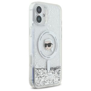 Karl Lagerfeld KLHMP16SLGKISGH Apple iPhone 16 6.1" kietas dėklas skaidrus Liquid Glitter Karl Head Magsafe - Image 4