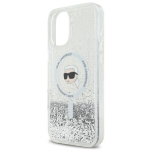 Karl Lagerfeld KLHMP16SLGKISGH Apple iPhone 16 6.1" kietas dėklas skaidrus Liquid Glitter Karl Head Magsafe - Image 6