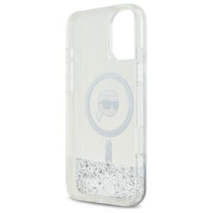 Karl Lagerfeld KLHMP16SLGKISGH Apple iPhone 16 6.1" kietas dėklas skaidrus Liquid Glitter Karl Head Magsafe - Image 7