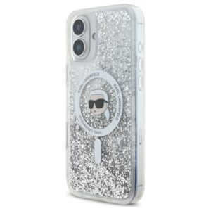 Karl Lagerfeld KLHMP16MLGKISGH Apple iPhone 16 Plus 6.7" kietas dėklas skaidrus Liquid Glitter Karl Head Mag - Image 2