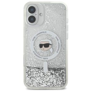 Karl Lagerfeld KLHMP16MLGKISGH Apple iPhone 16 Plus 6.7" kietas dėklas skaidrus Liquid Glitter Karl Head Mag - Image 3