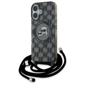 Karl Lagerfeld KLHMP16SHCKCKLCK Apple iPhone 16 6.1" juodos spalvos kietas dėklas IML Crossbody Monogram Karl & & Chou
