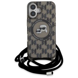 Karl Lagerfeld KLHMP16SHCKCKLCK Apple iPhone 16 6.1" juodos spalvos kietas dėklas IML Crossbody Monogram Karl & & Chou - Image 2