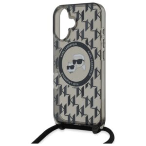 Karl Lagerfeld KLHMP16SHCKCKLCK Apple iPhone 16 6.1" juodos spalvos kietas dėklas IML Crossbody Monogram Karl & & Chou - Image 5