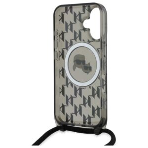 Karl Lagerfeld KLHMP16SHCKCKLCK Apple iPhone 16 6.1" juodos spalvos kietas dėklas IML Crossbody Monogram Karl & & Chou - Image 6