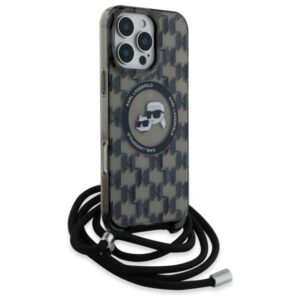 Karl Lagerfeld KLHMP16LHCKCKLCK Apple iPhone 16 Pro 6.3" juodos spalvos kietas dėklas IML Crossbody Monogram Karl & Chou - Image 3