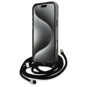 Karl Lagerfeld KLHMP16LHCKCKLCK Apple iPhone 16 Pro 6.3" juodos spalvos kietas dėklas IML Crossbody Monogram Karl & Chou - Image 4