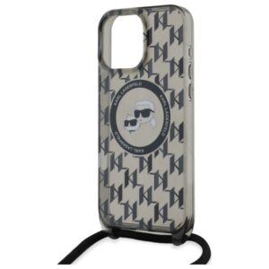 Karl Lagerfeld KLHMP16LHCKCKLCK Apple iPhone 16 Pro 6.3" juodos spalvos kietas dėklas IML Crossbody Monogram Karl & Chou - Image 5