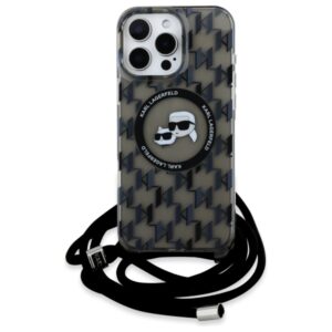 Karl Lagerfeld KLHMP16LHCKCKLCK Apple iPhone 16 Pro 6.3" juodos spalvos kietas dėklas IML Crossbody Monogram Karl & Chou - Image 2