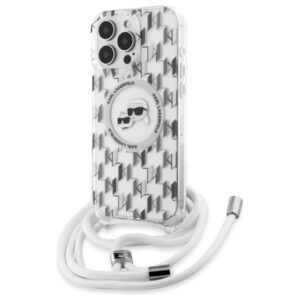 Karl Lagerfeld KLHMP16LHCKCKLCT Apple iPhone 16 Pro 6.3" skaidrus kietas dėklas IML Crossbody Monogram