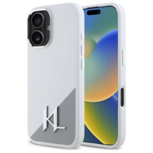 Karl Lagerfeld KLHMP16SSCMKMPCH Apple iPhone 16 6,1" baltos spalvos kietas dėklas Silicone Initial Metal Logo Ma - Image 1