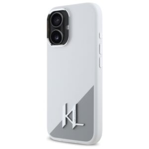 Karl Lagerfeld KLHMP16SSCMKMPCH Apple iPhone 16 6,1" baltos spalvos kietas dėklas Silicone Initial Metal Logo Ma - Image 2
