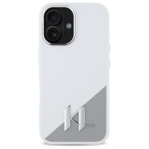 Karl Lagerfeld KLHMP16SSCMKMPCH Apple iPhone 16 6,1" baltos spalvos kietas dėklas Silicone Initial Metal Logo Ma - Image 3